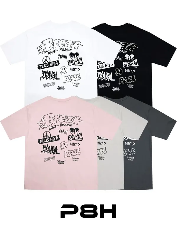 Unique Graffiti Style Short Sleeve T-Shirt, Comfortable and Versatile