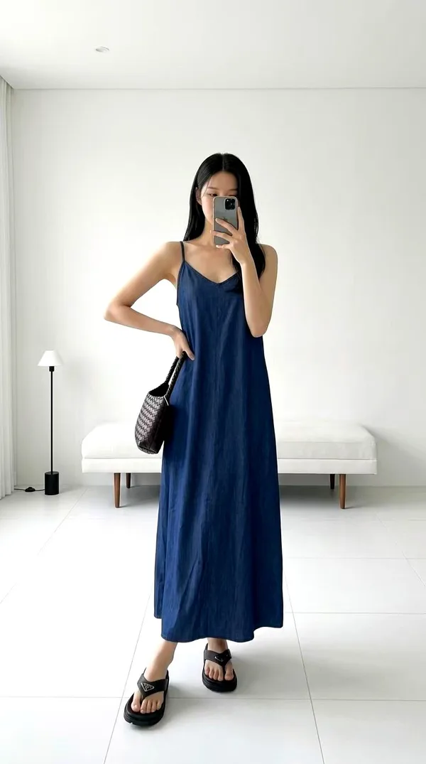 Fresh Blue Strappy Dress - A Must-Have for Elegant Summer Style New model launched