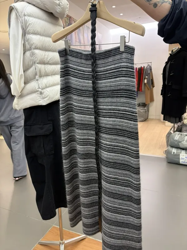 Chic Striped Knit Maxi Dress, Elegant Charm