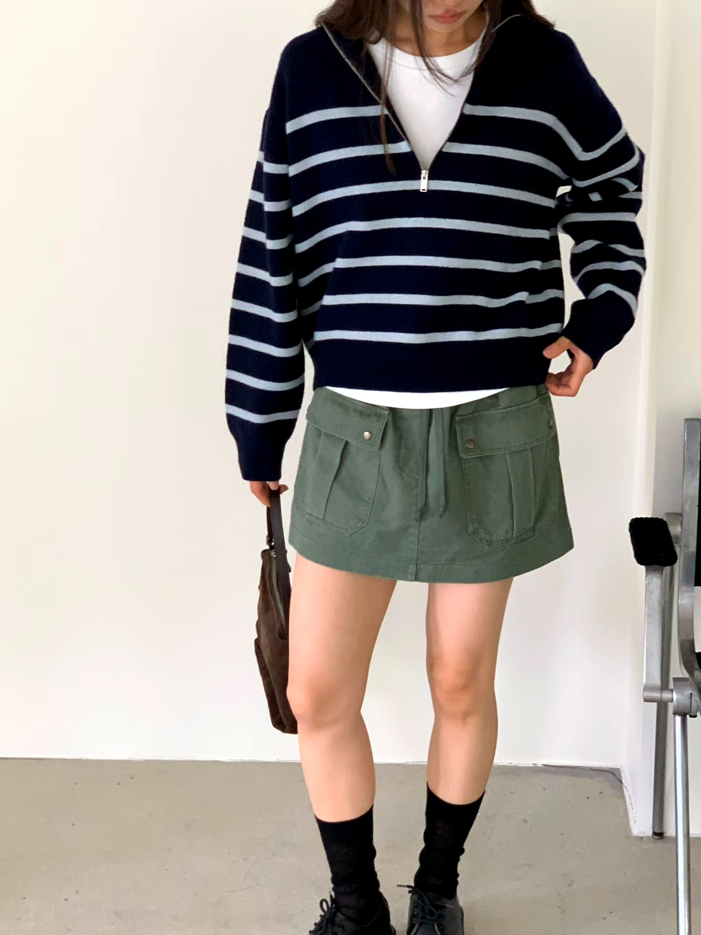 트렌디한 스트라이프 여성 드레스, 신선하고 다재다능
