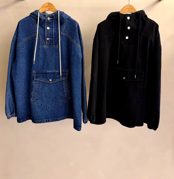 Trendy Casual Women's Top with Denim Patchwork Design