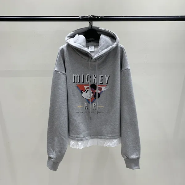 Mickey Mouse Pattern Gray Sweatshirt - Comfortable and Casual Style