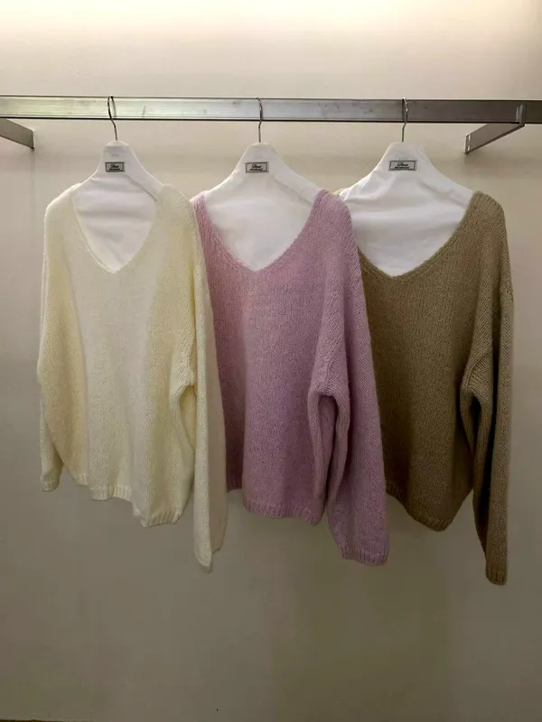 Warm and Comfortable Women's Sweater with Simple V-Neck Design