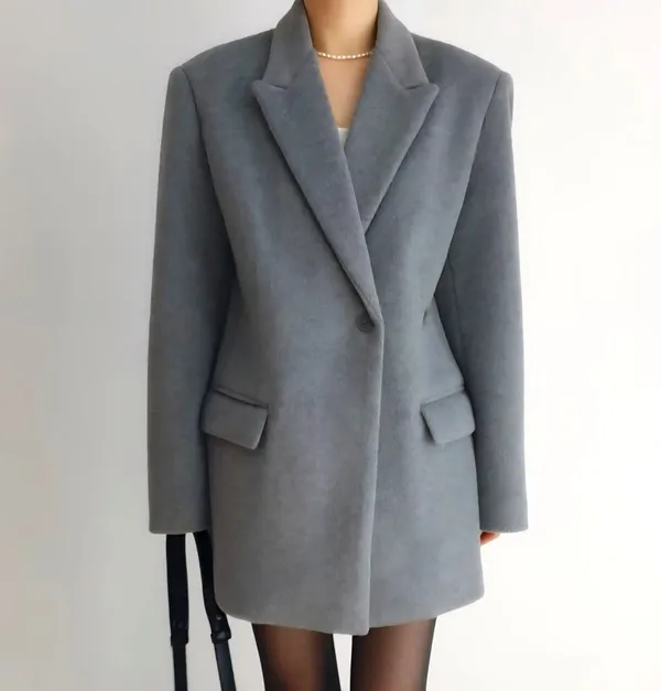 Blazer Wanita Gray Elegan, Bergaya dan Serbaguna