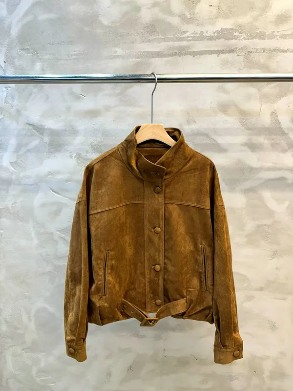 Stylish Women's Jacket with Elegant Suede Design