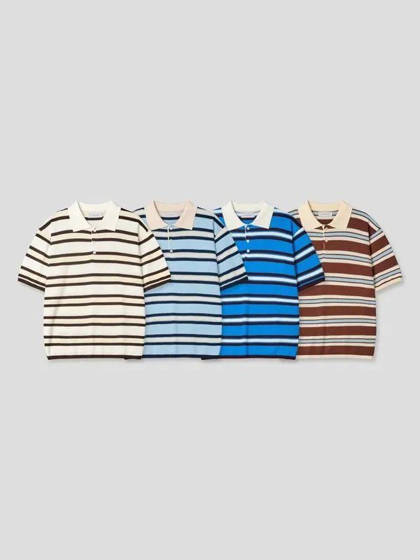 Classic Striped Short Sleeve Polo Shirt - Fresh and Stylish for Summer Wear