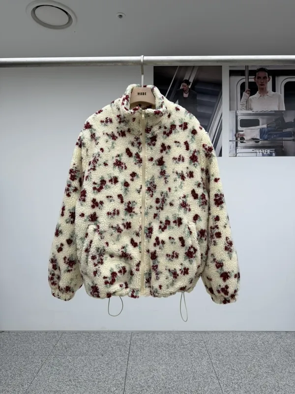Warm Floral Velvet Coat, Fashionable and Versatile