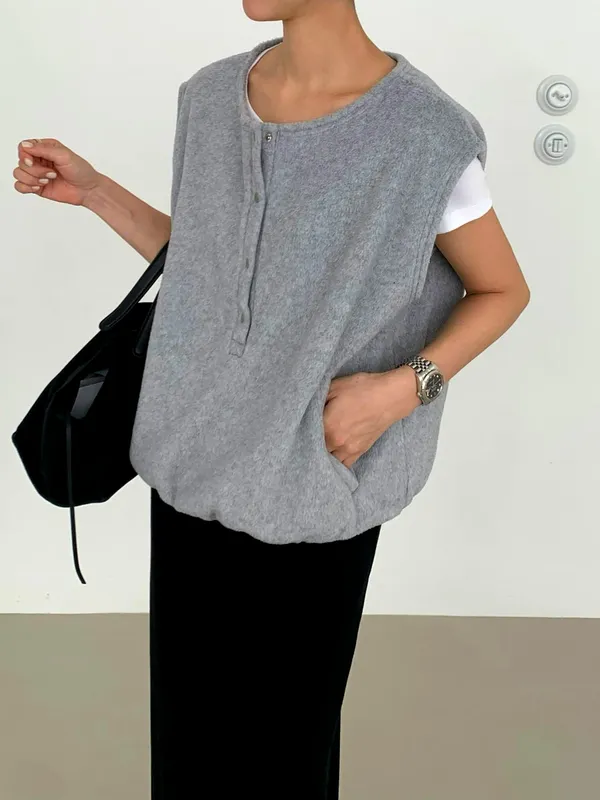 Minimalist Style Gray Women's Top, Comfortable and Versatile