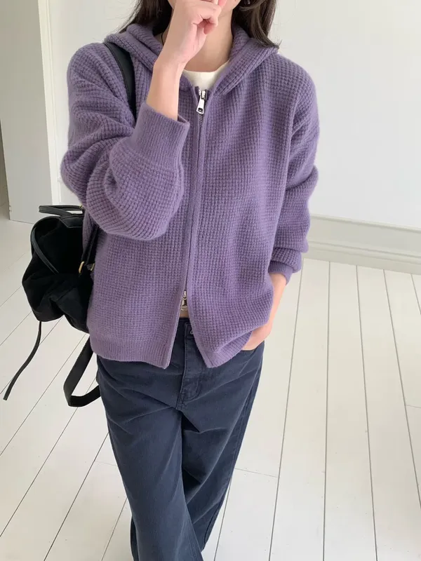 Fashionable Purple Knit Sweater - Comfortable and Warm, Perfect Match