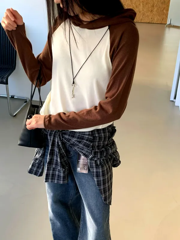 Fashionable Color Block Long Sleeve T-Shirt, Comfortable and Versatile