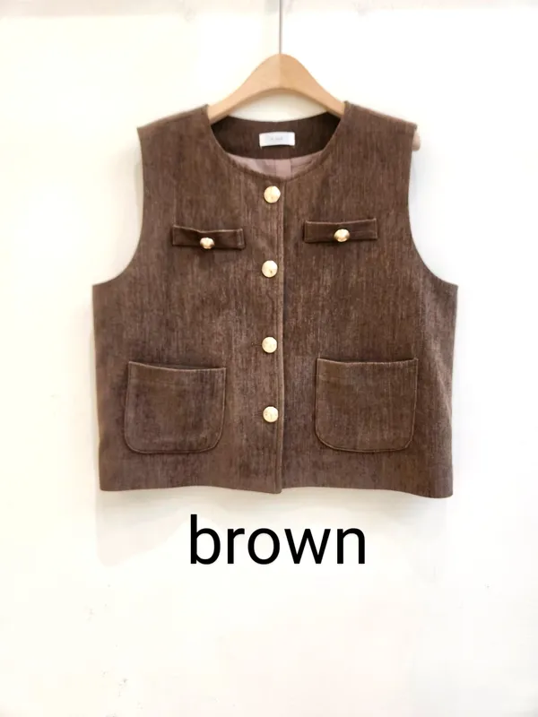 Stylish Women's Vest Jacket, Elegant Brown Design