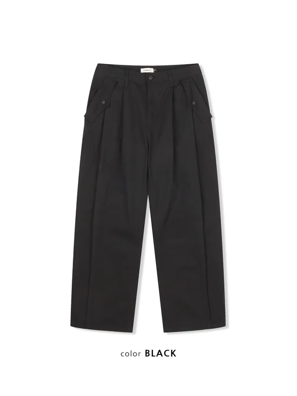 APM. Garments black fabric pleated casual pants