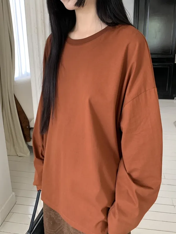 Loose-Fitting Long Sleeve T-Shirt - Comfortable and Versatile