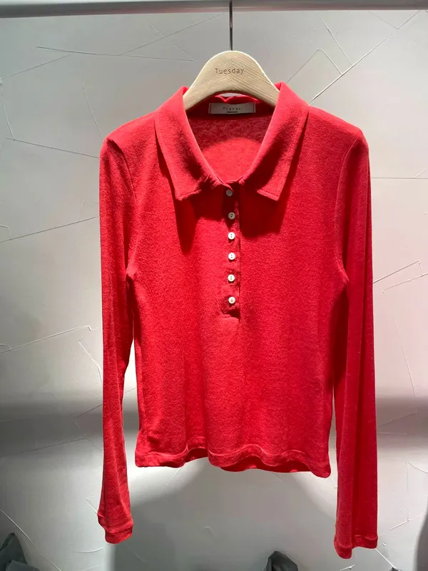 Stylish Red Long Sleeve T-Shirt, Comfortable and Versatile