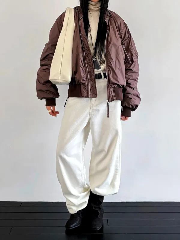 Stylish Loose Brown Jacket Coat