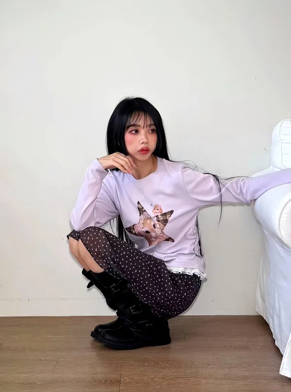 Stylish and Unique Printed Long Sleeve T-Shirt, Comfortable and Versatile