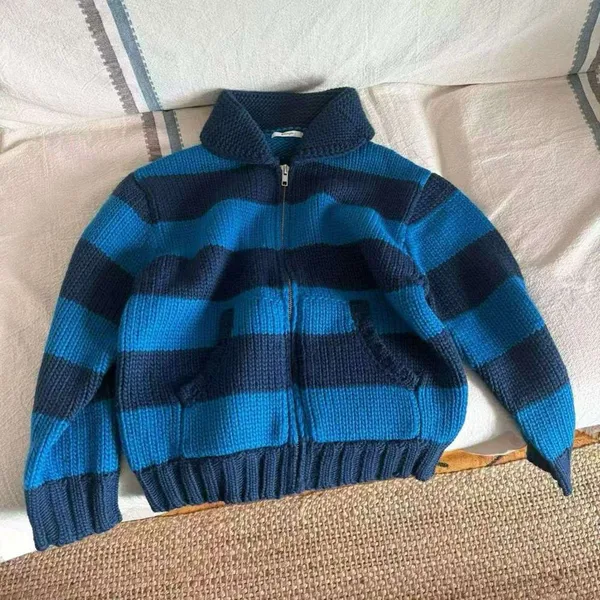 Fashionable Striped Knit Cardigan Jacket
