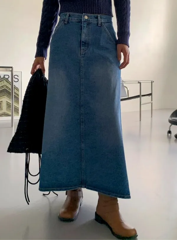 Skirt Denim Maxi Tinggi Bergaya - Tampilkan Pesona Elegan Anda 117