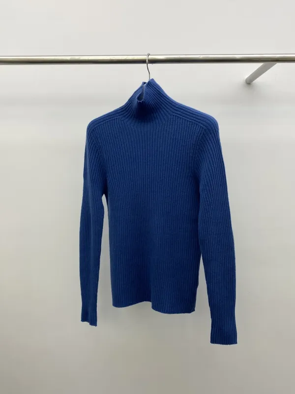 Stylish Slim-Fit Blue Turtleneck Sweater