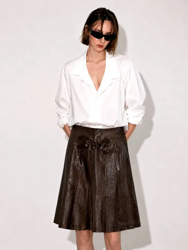 Chic Versatile Women's Leather Skirt, Exuding Elegance