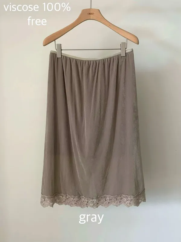 Elegant Gray Lace Trim Mini Skirt, Lightweight and Comfortable