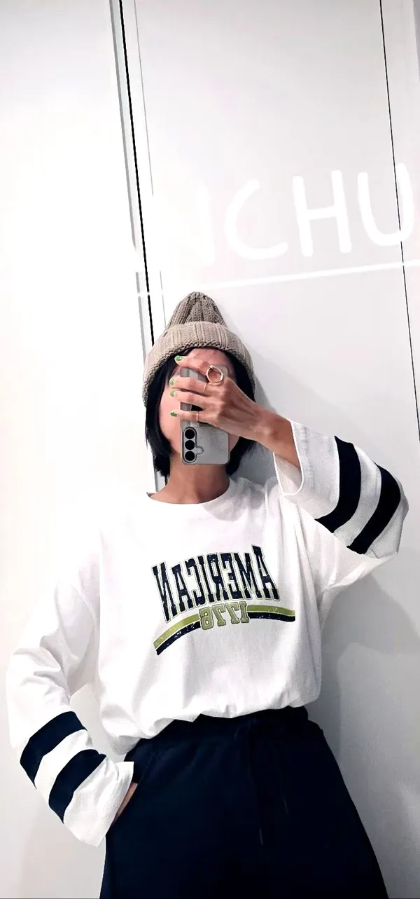 Fashionable Casual Long Sleeve T-Shirt with Letter Print