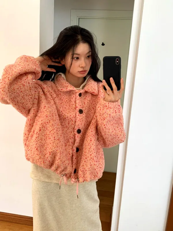Warm and Cute Pink Jacket, Comfortable and Versatile