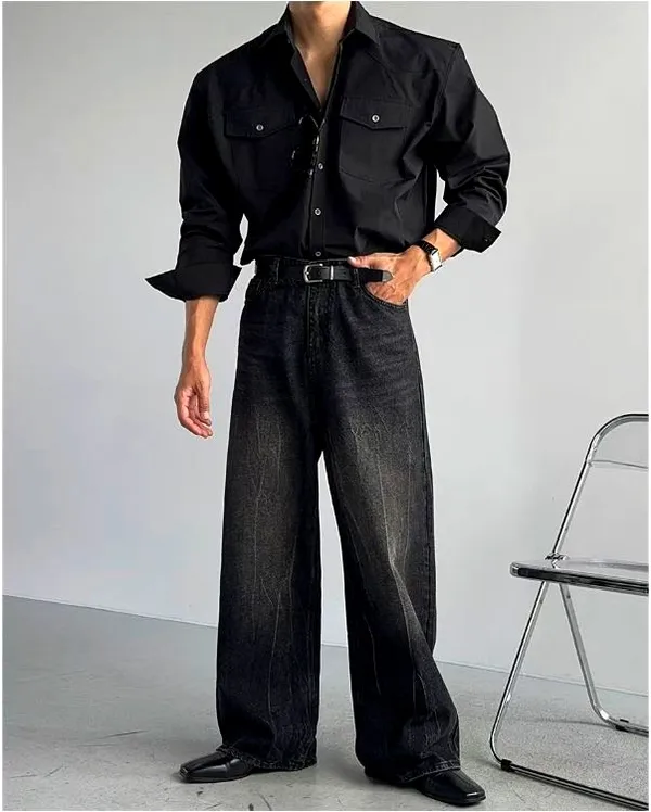 Classic Black Men's Shirt - Stylish and Versatile