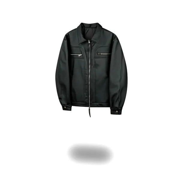 Stylish Men's Leather Jacket, Classic Black Coat