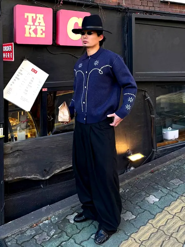 時尚男士針織開衫外套，舒適百搭