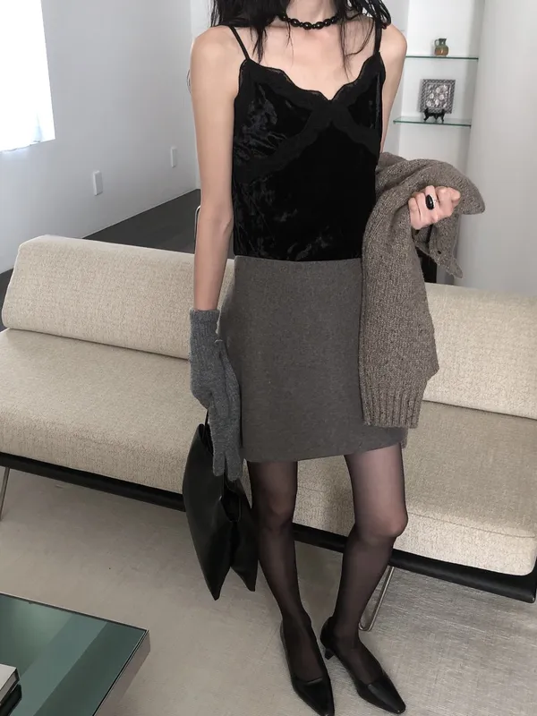 Black Velvet Cami Dress, Elegant Charm