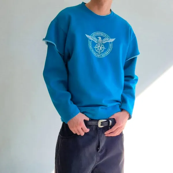 Stylish Casual Men's Top, Comfortable Crew Neck Sweatshirt