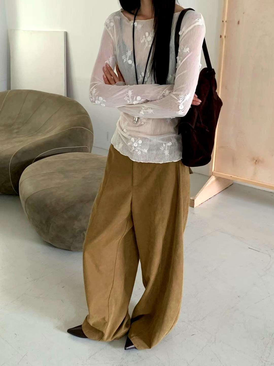 상쾌한 꽃 자수 여성용 티셔츠