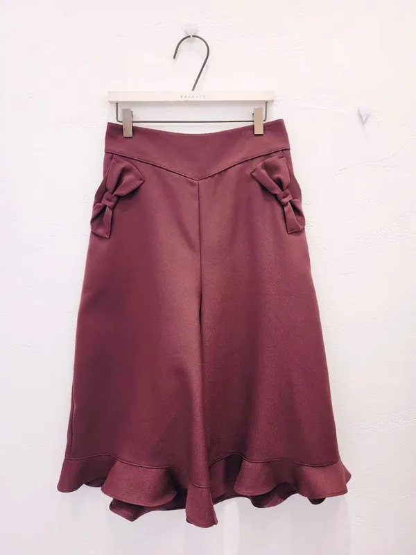 Elegant Wavy Edge Bow Women's Pants, Fashionable and Versatile