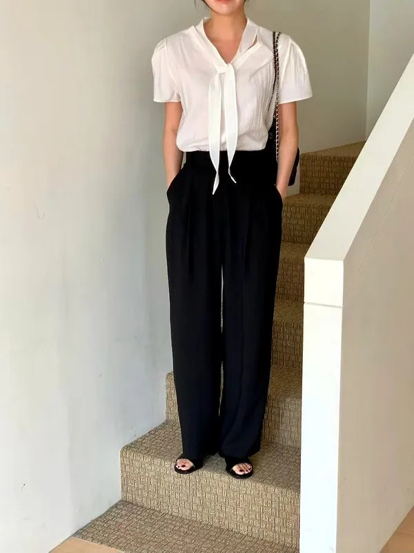 Elegant High-Waisted Black Women's Pants - Perfect for Any Top