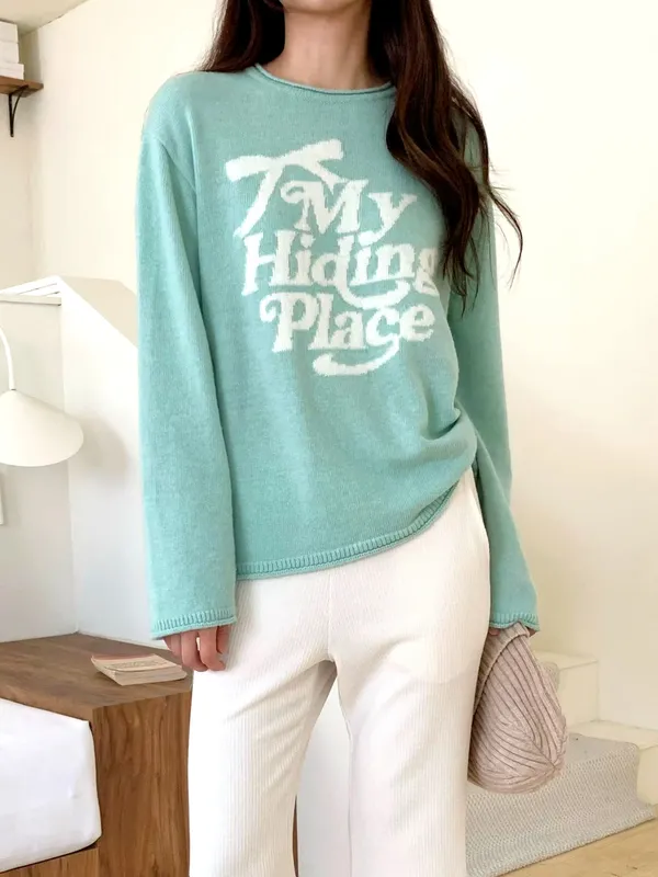 Comfortable Casual Knit Sweater, Soft and Skin-Friendly with Fashionable Print Design