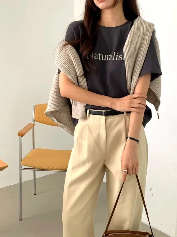 Minimalist Style Naturalism Printed T-Shirt