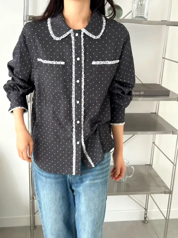 Stylish Polka Dot Shirt - Elegant, Versatile, and Breathable