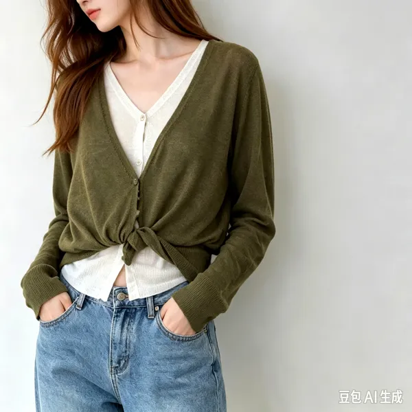 Stylish and Minimalist Women's Knitted Cardigan - Comfortable and Versatile