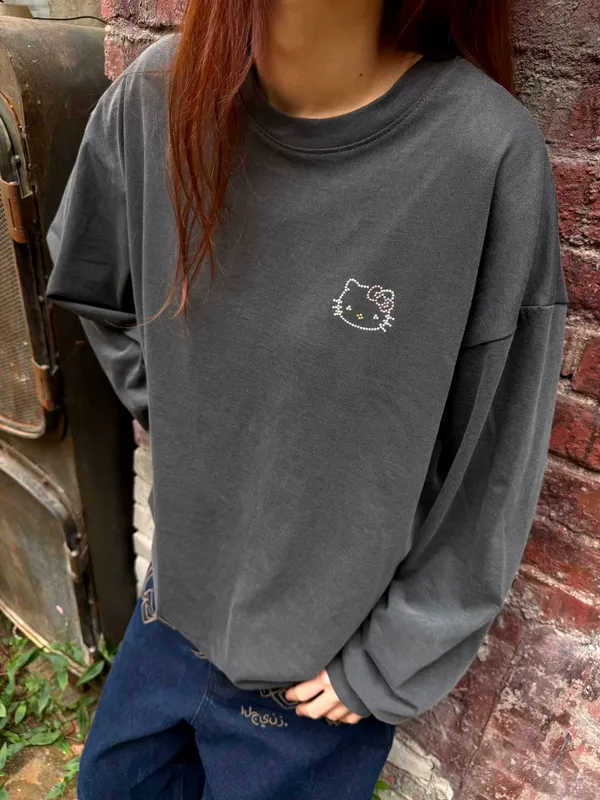 Cute Cartoon Embroidered Loose T-Shirt