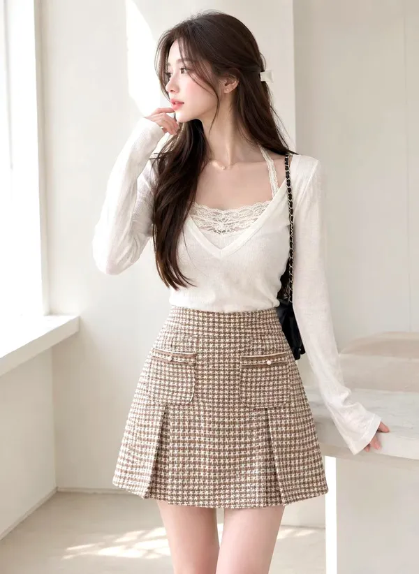 Elegant Plaid Mini Skirt, Show Off Your Charming Temperament