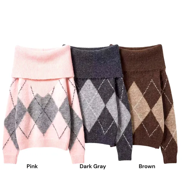 Stylish Women's Sweater with Elegant Plaid Design for Comfort and Warmth