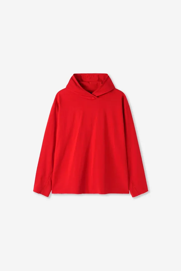 Stylish Red Casual Long Sleeve Top - Comfortable and Versatile