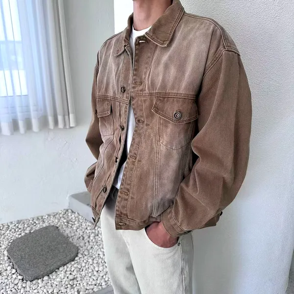 Jaket Denim Lelaki Retro, Keperluan Bergaya Santai