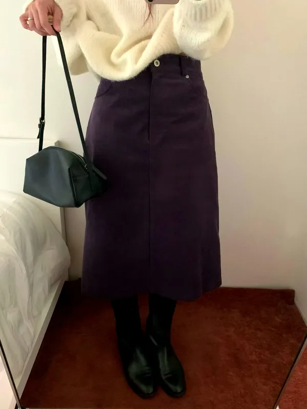 優雅氣質紫色半身裙，展現女性魅力