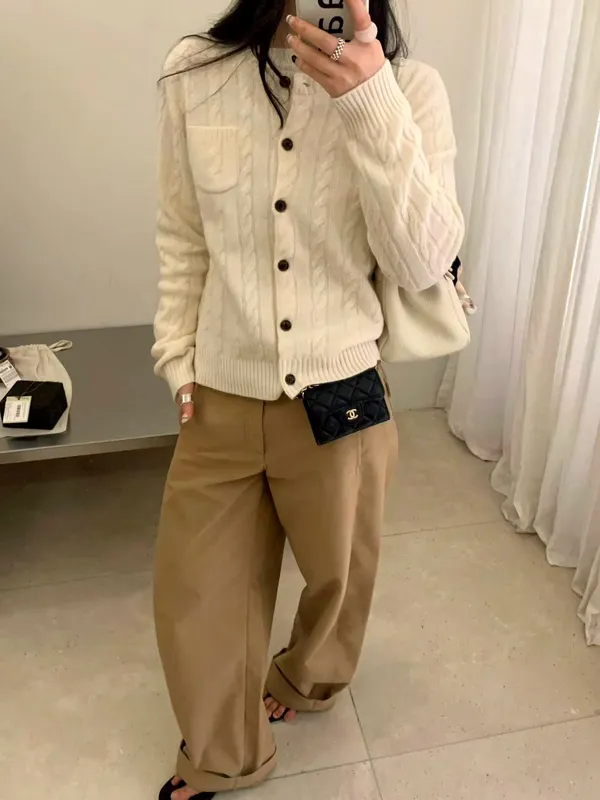 Classic Knit Cardigan for Women - Warm, Comfortable, and Fashionable