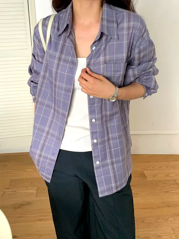 Elegant Plaid Women's Top, Effortlessly Matches Various Styles