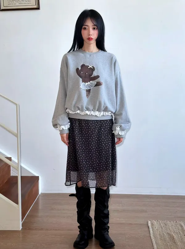 Cute Bear Pattern Hoodie, Fashionable Casual Style