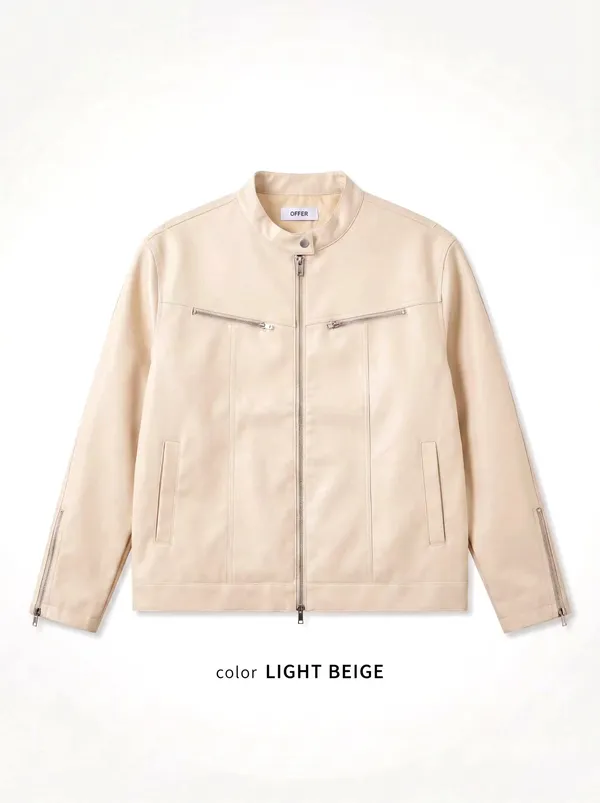 Atasan Lelaki Ringan, Gaya Kasual Bergaya, Beige Cerah