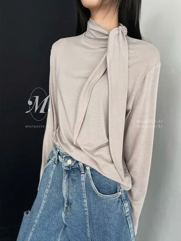 Elegant High Neck T-Shirt, Soft and Comfortable, Perfect with Jeans